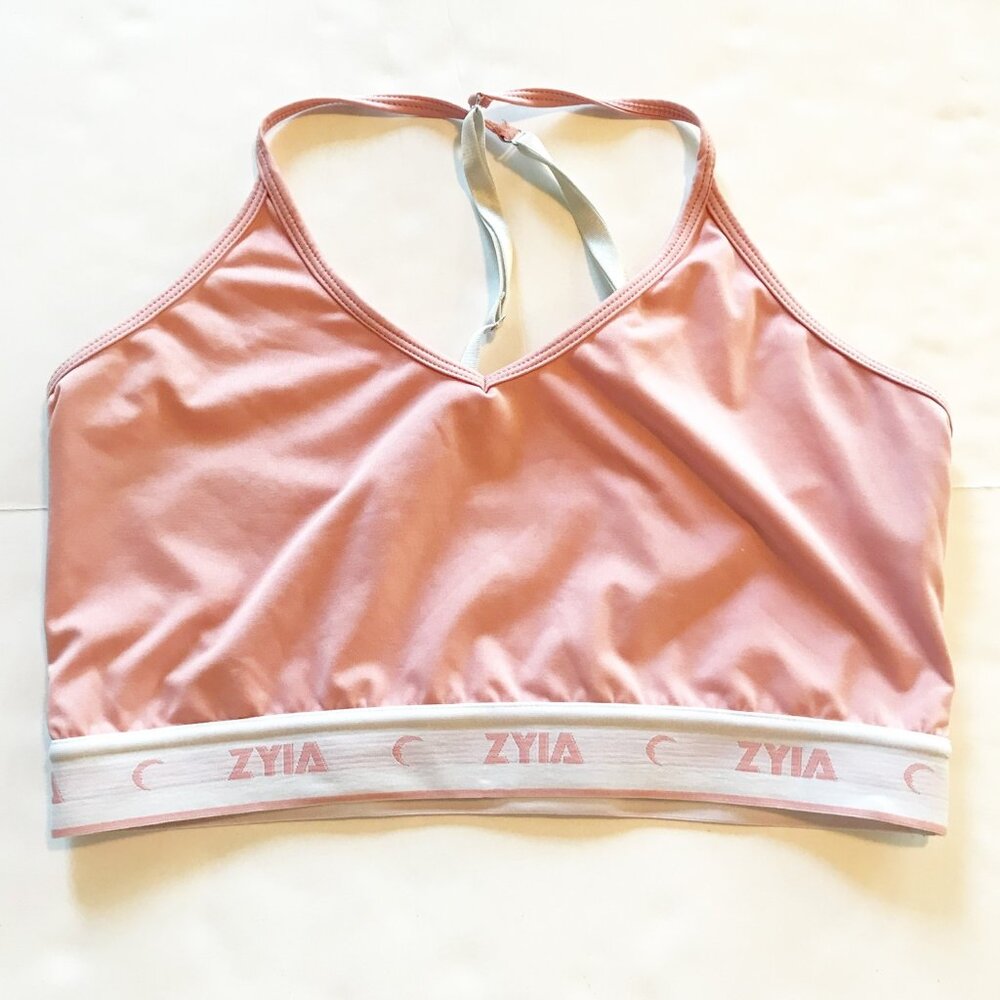 ZYIA ACTIVE Comfort Strappy Pink Lounge Bra Womens Medium